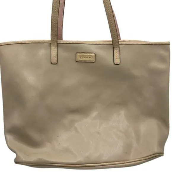 COACH XL Size Tan Coated Canvas Shopping Tote