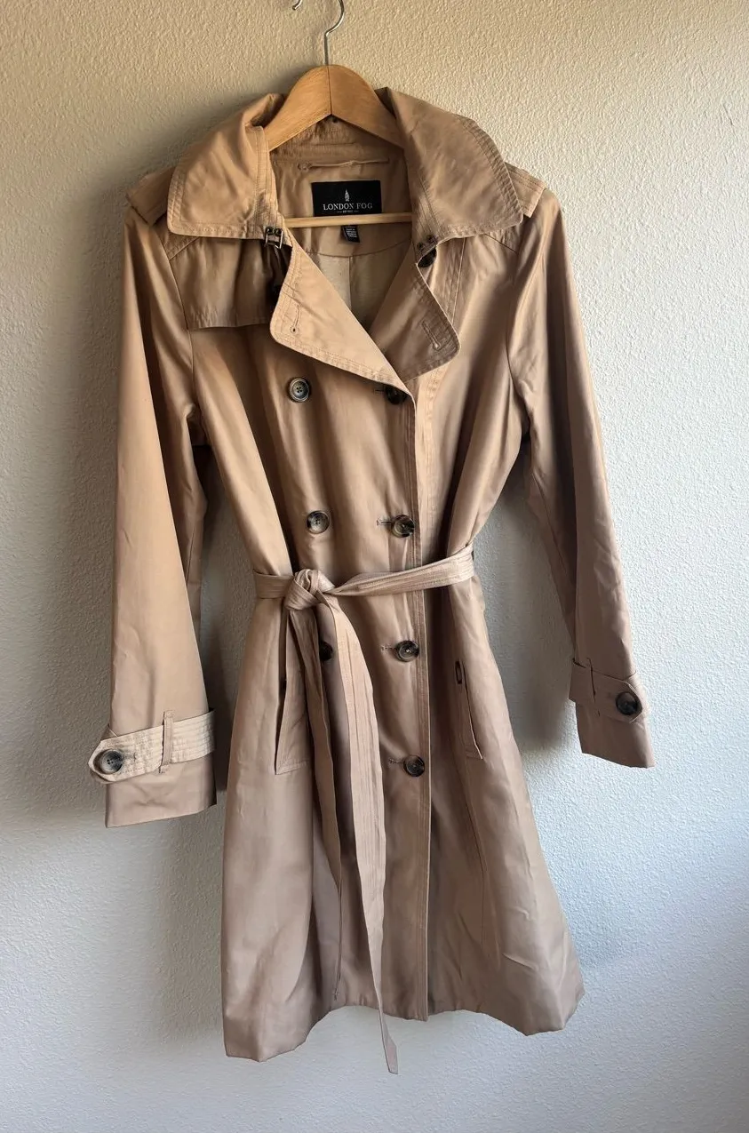 London Fog Women's Beige Trench Coat with Belt