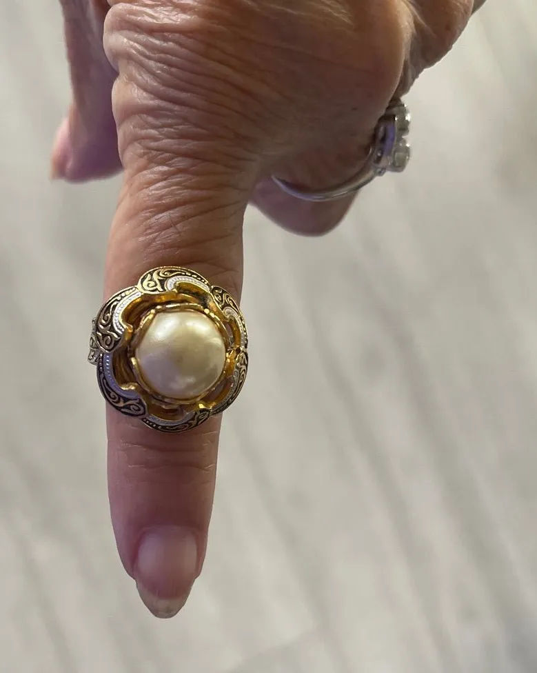 Gold Pearl Statement Ring