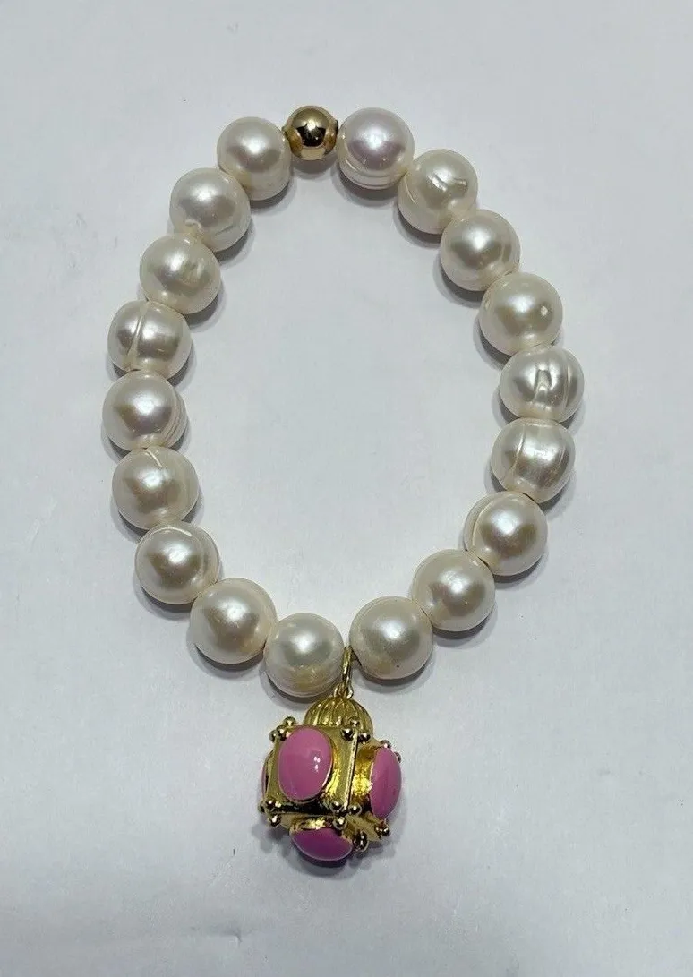 Mary Caroline Spano Light of the World Pearl Bracelet White