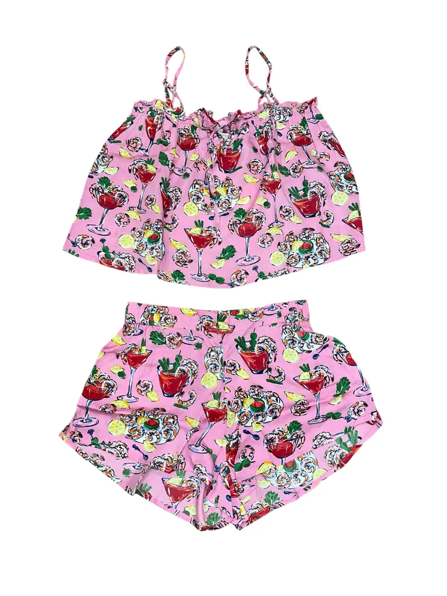 Print fresh pink cocktail pj set