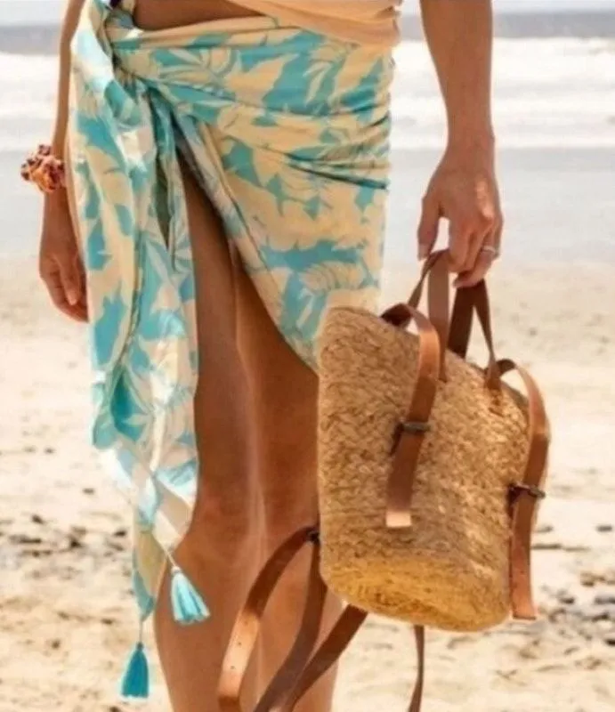 Endless Summer XIX Palms Tropical Beach Throw Cover Up Pareo Boho Resort Blue Size undefined