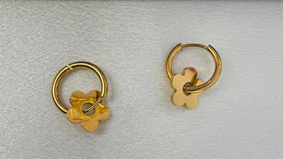 Elegant Flower Hoop Earrings for Women Gold