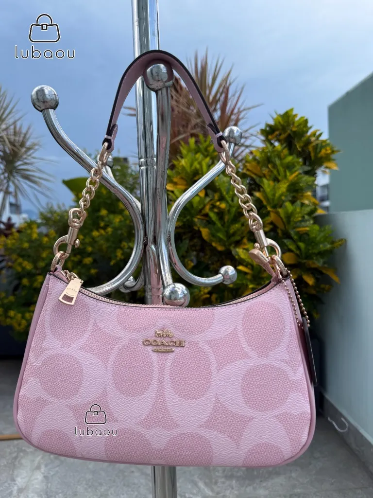 Coach Powder Pink Teri Shoulder Bag in Signature Canvas