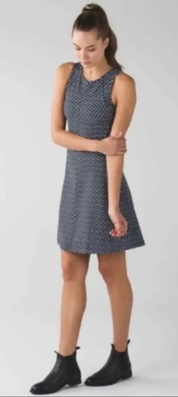 Lululemon Go Til Dawn Dress Black White Deep Dive Checker Size 6