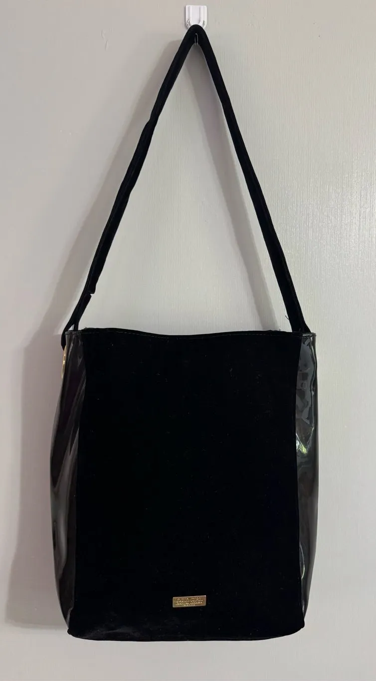 Carolina Herrera Good Girl Black Shoulder Tote with Velvet Front