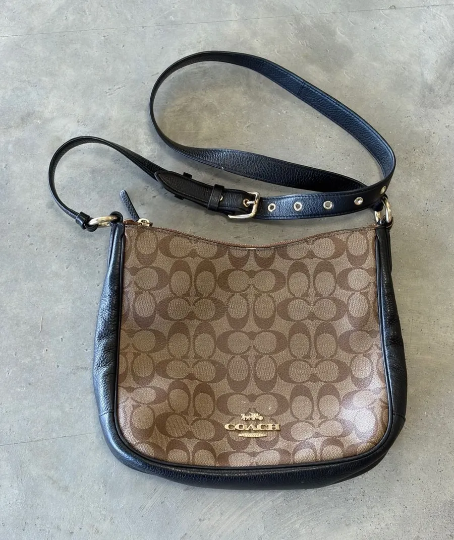 Coach Ellie File Bag Signature Canvas Crossbody Brown Black F29210
