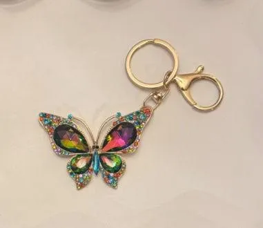 Rainbow Iridescent Butterfly Charm Keychain