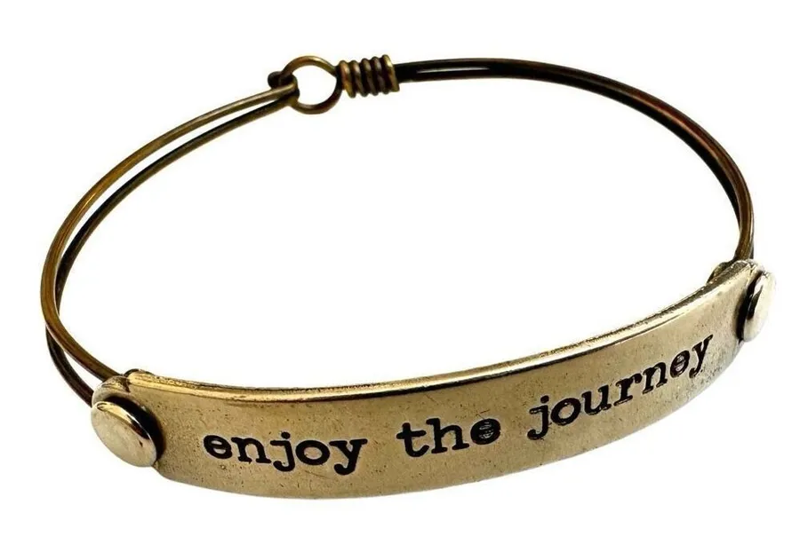 Sweet Romance Enjoy The Journey inspirational cuff Bracelet Silver