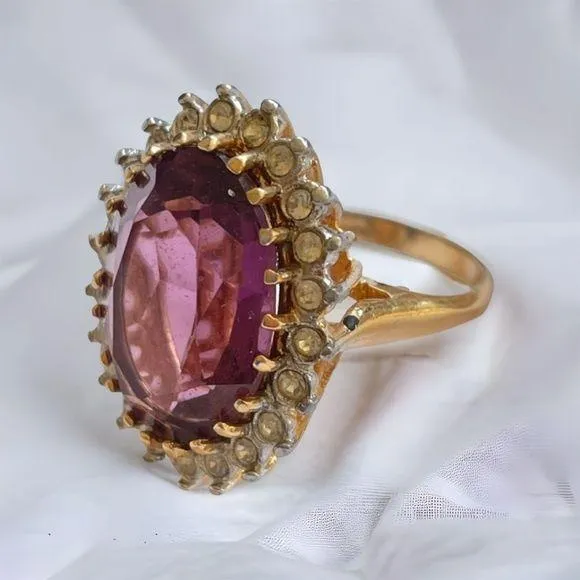 Amethyst Vintage 18K HGE stamped ring