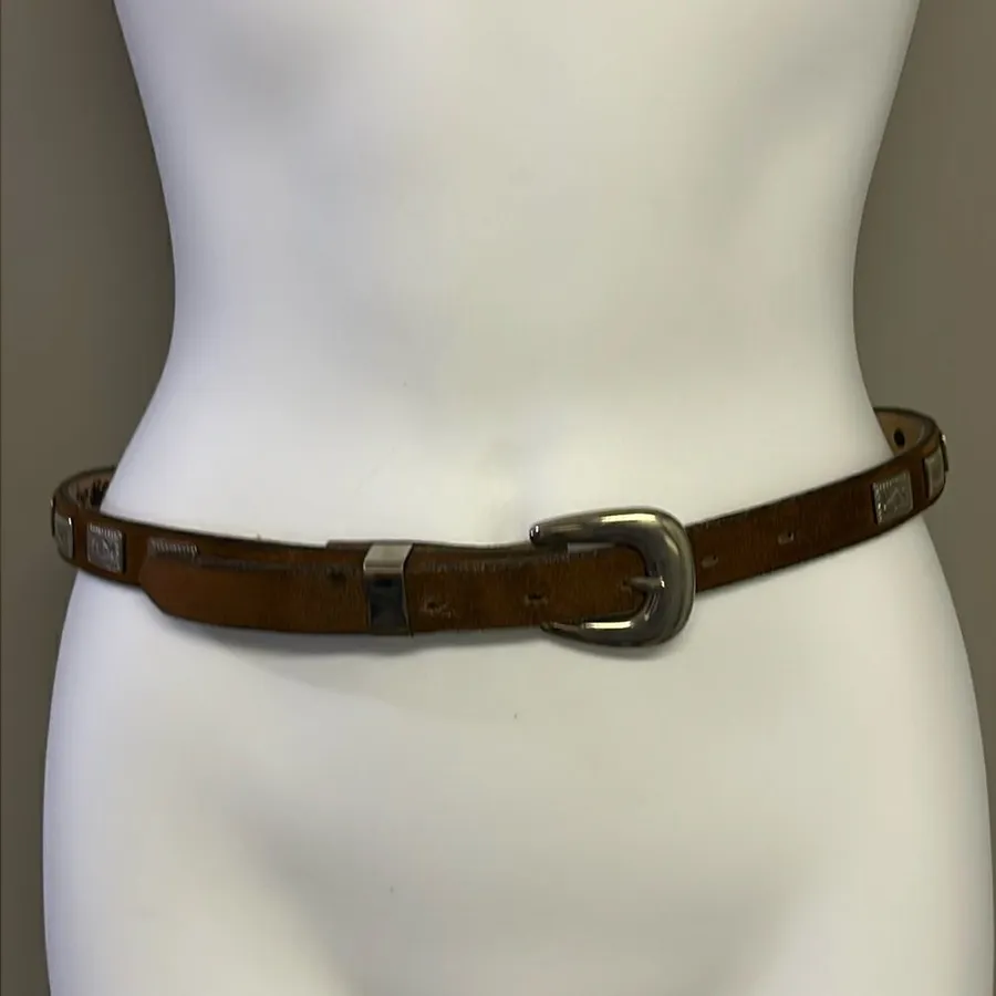 Brazos Joe Belt Co. Nocana, Texas, USA Thin Concho Belt Silver