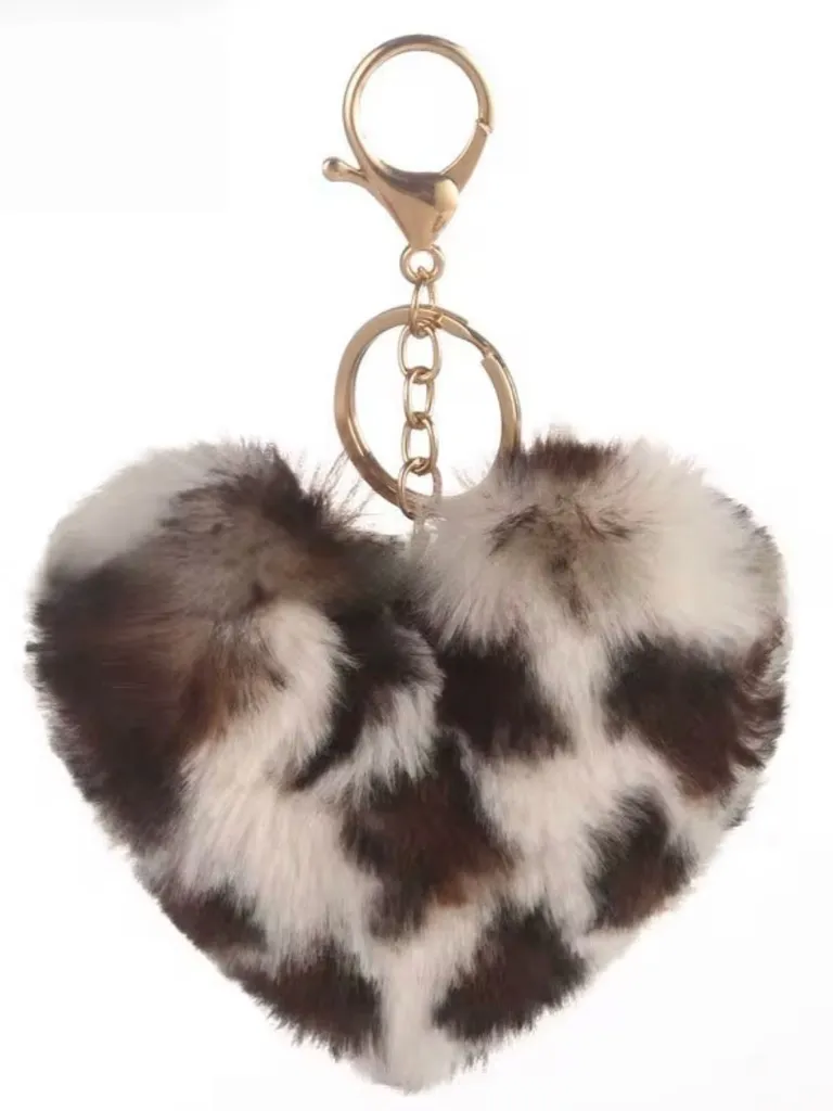 Plush Heart Pom Keychain
