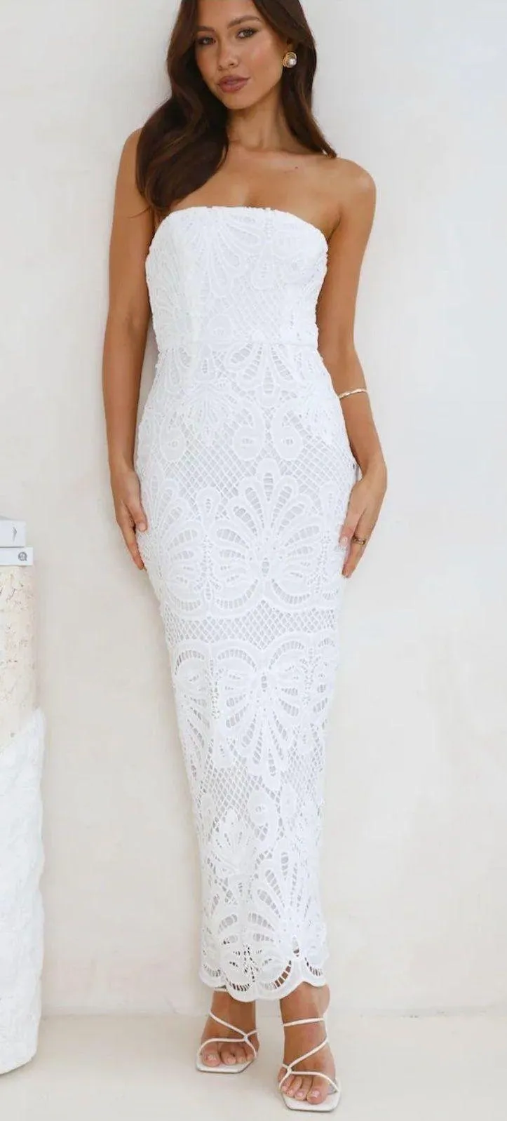 Counting Days Strapless Maxi Dress White