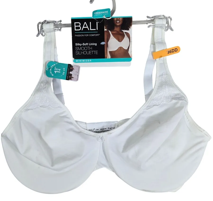 Bali Passion for Comfort Minimizer Bra 36DD White Underwire 3385 W385