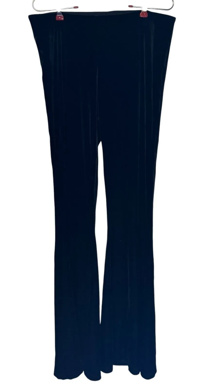 Free People Women's Pants Y2K Velour Flared Leg Retro Glam Pull On Black Medium