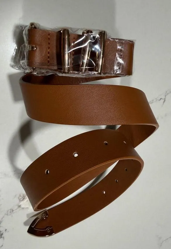 NEW WERFORU Brown Vegan Leather Waist Belt Jean Pants Dresses 25