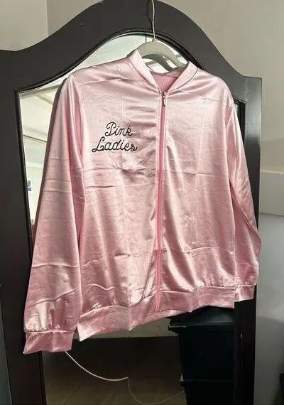 NEW 1950s Pink Ladies Satin Jacket Cosplay Costume M Size M