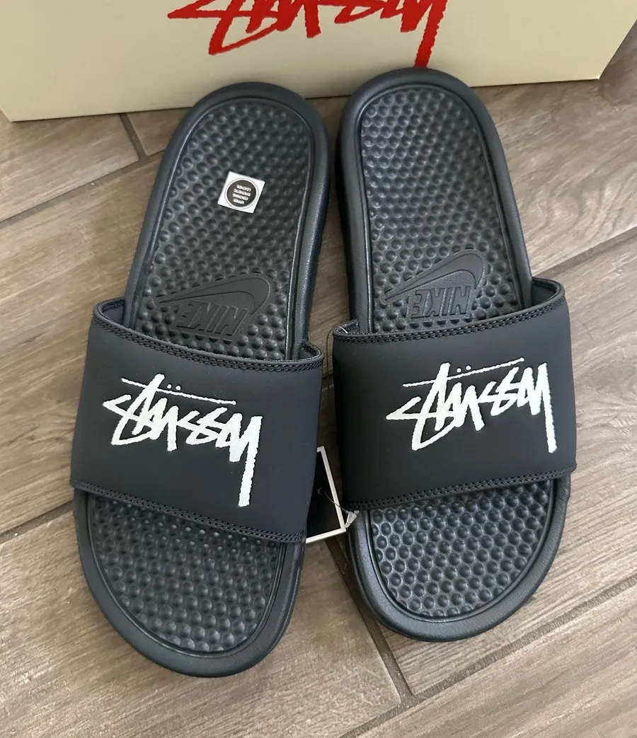 Nike Benassi Stussy slides in black size M8/ W9.5