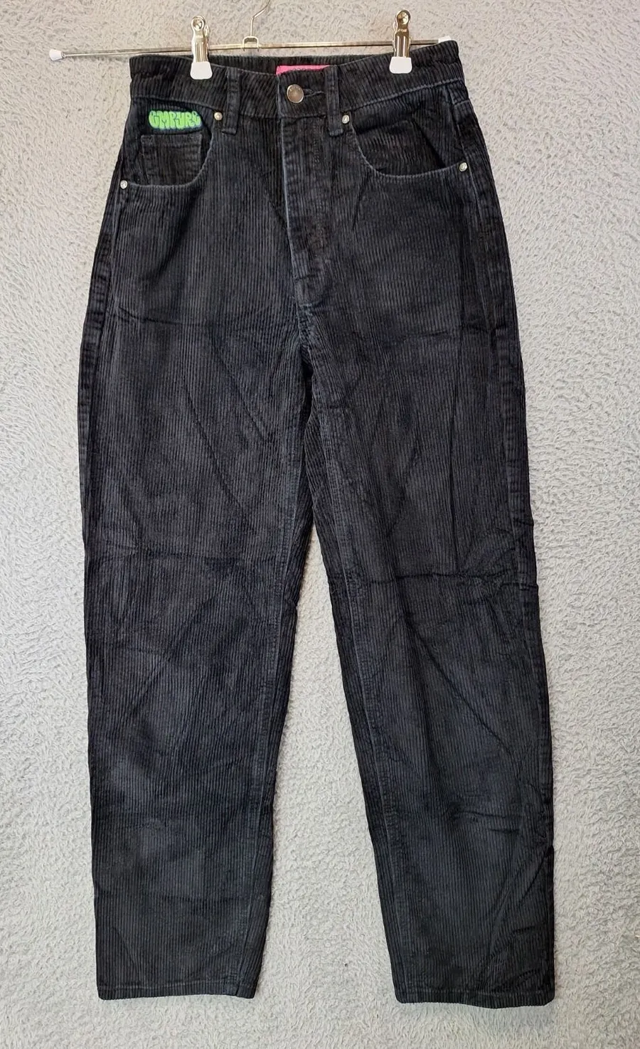 Empyre Tori Corduroy Skate Pants Women 0 (Fits 26x29) Black Relaxed Straight Leg