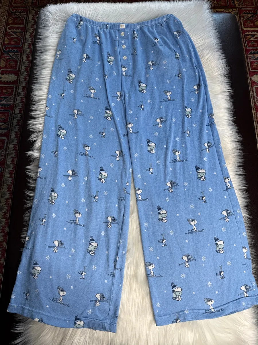 American Eagle Blue Snoopy Ski and Snow Print PJ Lounge Pants