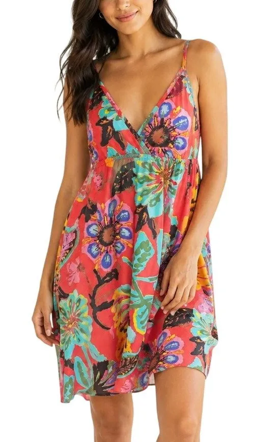 Lucky Brand Y2K Floral Swim Coverup Dress Rose Label Size S M