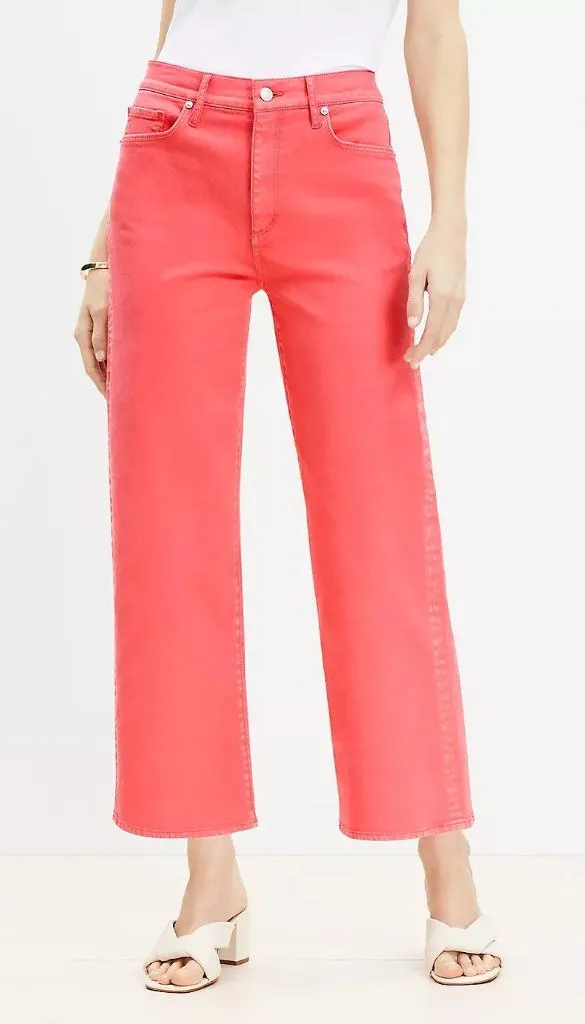 NWT Womens Size 6 6x27 1/2 Ann Taylor LOFT High Rise Wide Leg Crop Jeans NEW