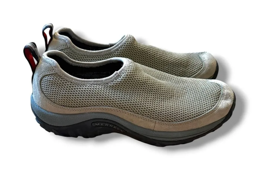 Merrell Jungle Ventilator Moc II Womens 8.5 Olive Gray Mesh Slip On Shoes