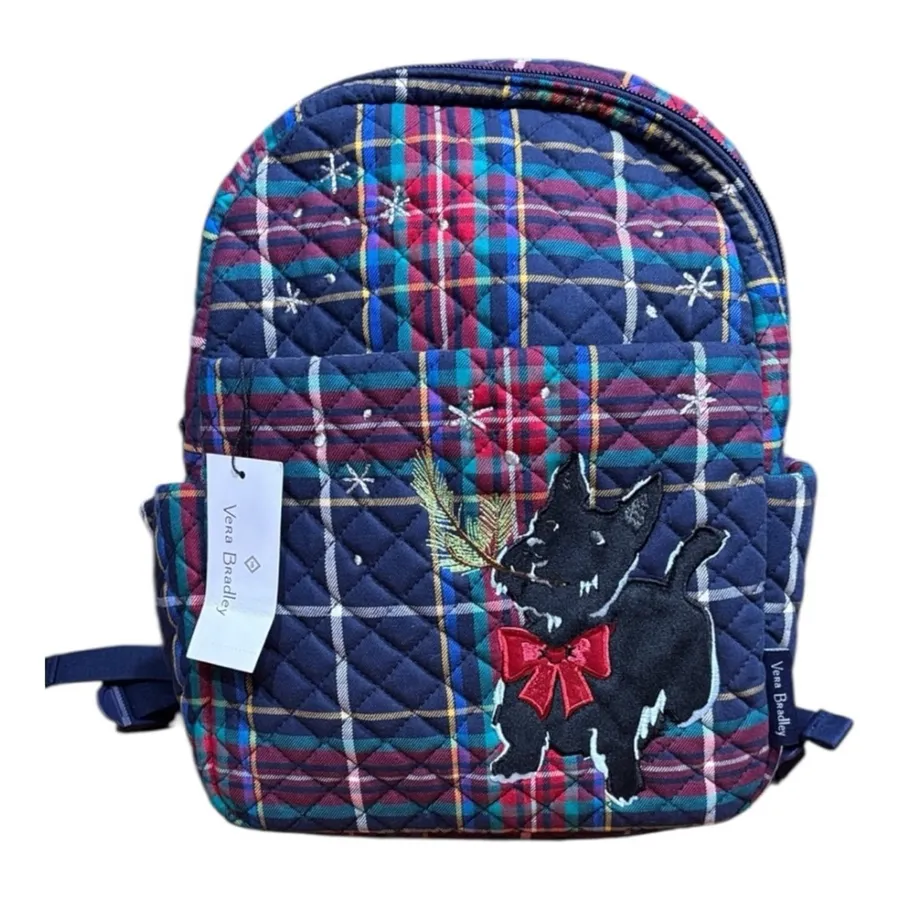 Vera Bradley Plaid Scottie Dog Backpack Size 10”x12”x5” Blue/Red