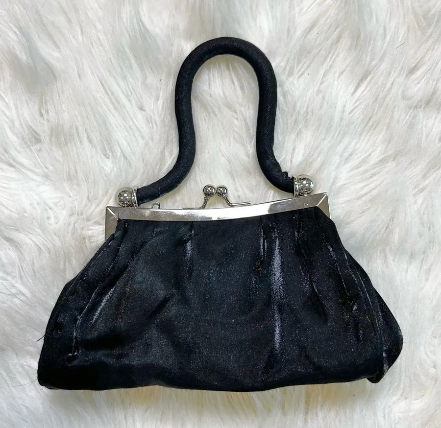 Vintage Elegant Black Sparkly Evening Formal Prom Bag Purse
