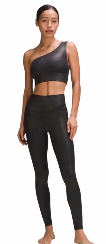 Lululemon Align Asymmetrical Rib Bra C/D *Shine in Black Size 6 NWT