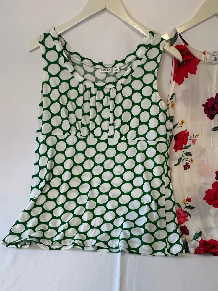 Old Navy Green & White Polka Dot Tank Top