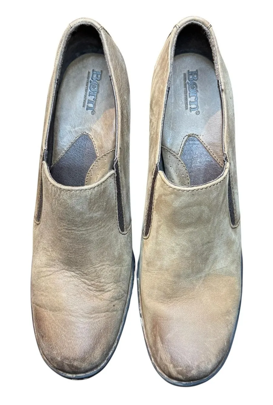 Born Chelsea Boots Womens Size 9.5 Brown Leather Ankle Pull On Heel W81296