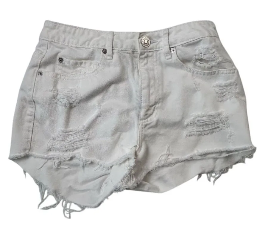 Garage Women's White Denim High-Rise Festival Shorts Size 3