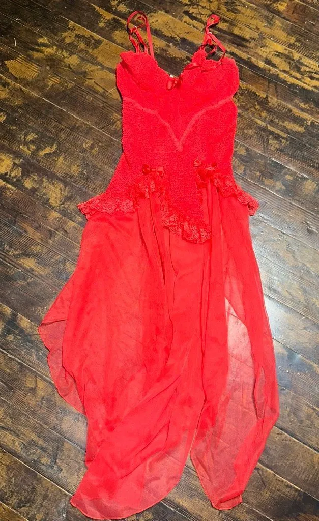 Andrea Kristoff for Escante vintage fairy lingerie gown Red Size L