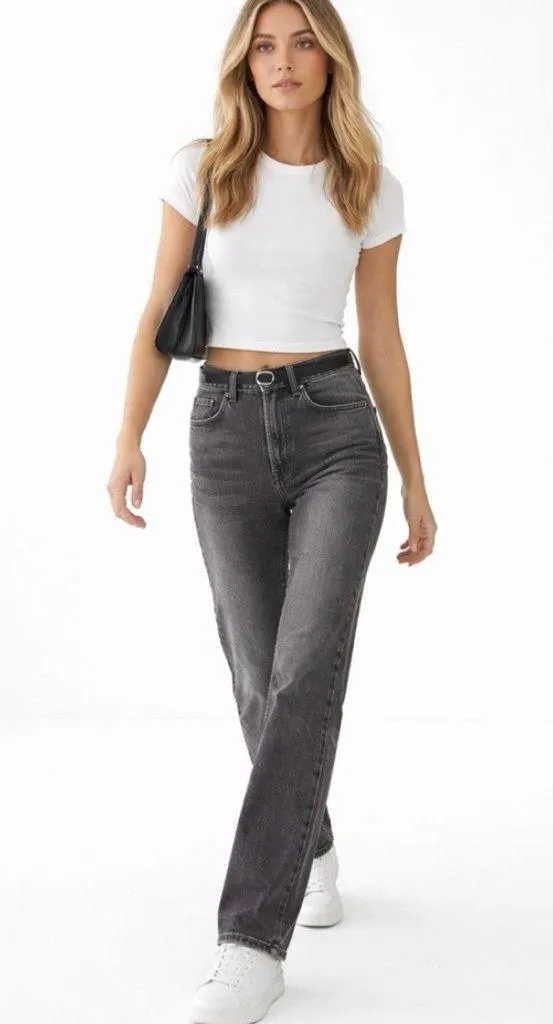 GRLFRND Karolina High Rise Straight Jeans Montego Bay Wash Button Fly Sz 23๐