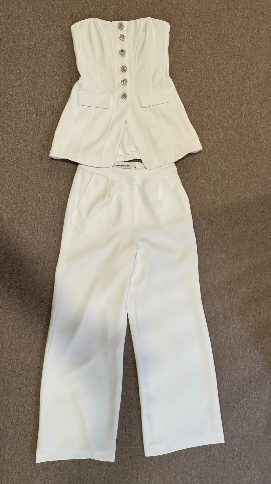Like New Self-Portrait White Two Piece Jumpsuit