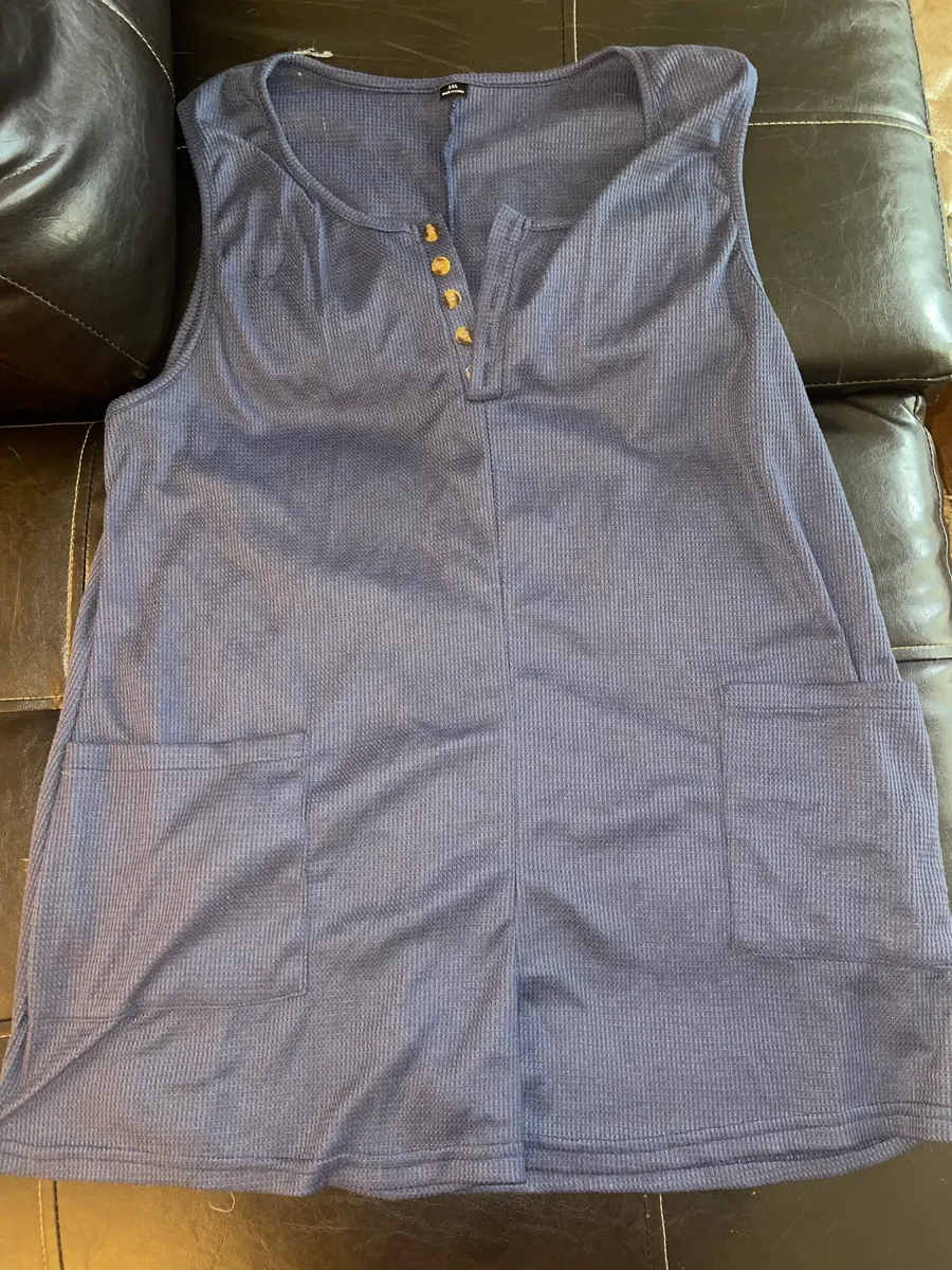Blue Waffle Romper Size 3X