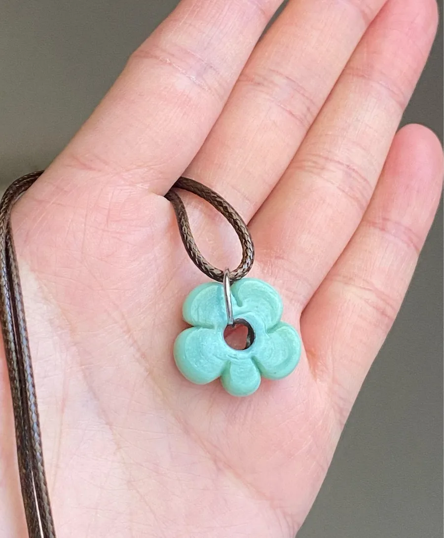 Handmade artisan chunky flower glass bead simple cute fairy boho cottage necklace💐