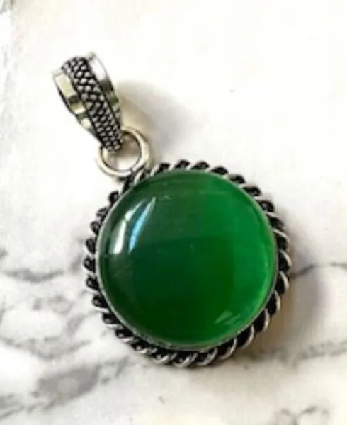 Silver green pendant Silver