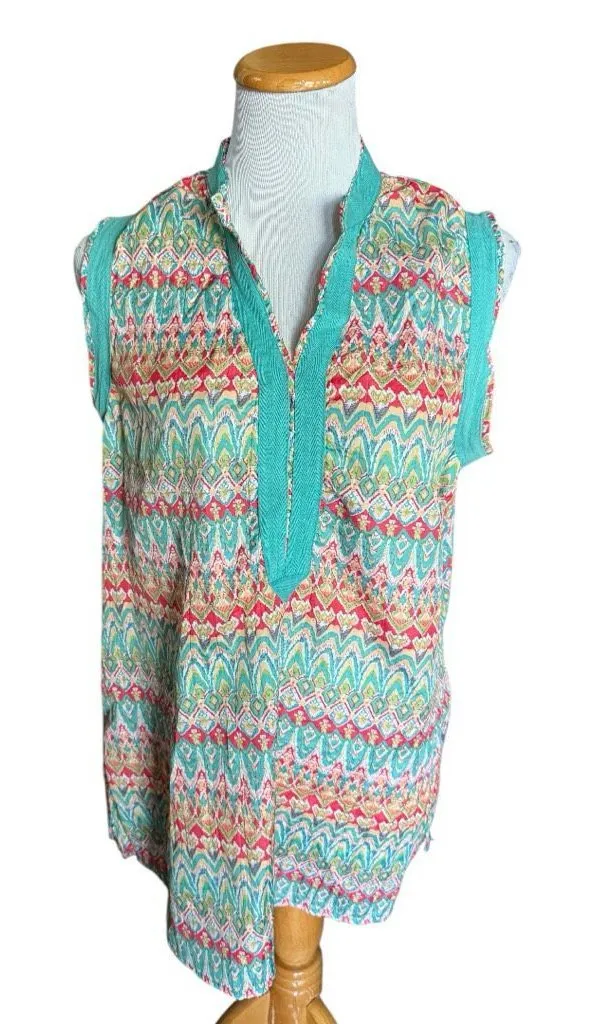 Womens Unique Spectrum Sleeveless Metallic Swim Beach Coverup Dress - Sz 1X