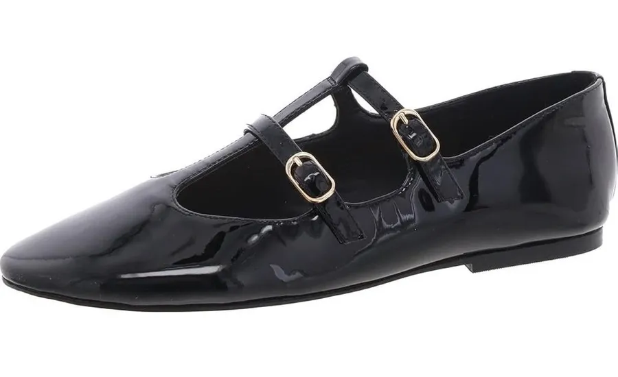 Marc Fisher LTD Women's Evie Double Buckle T-Strap Flats Size 11M