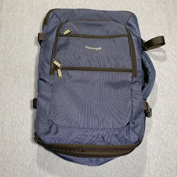 Expandable Vancropak Travel Backpack With Multiple Compartments & Straps Blue