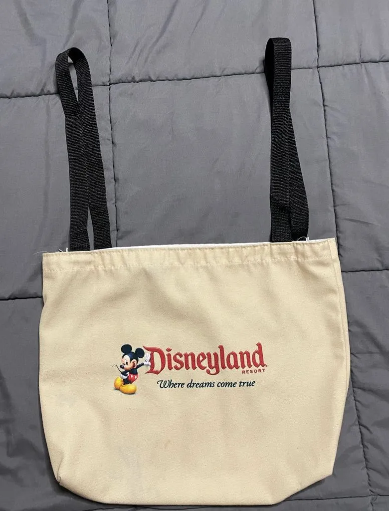 Disney Cream Tote Bag with Mickey Mouse and Red Logo