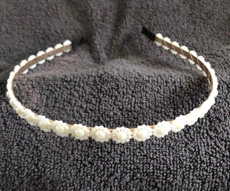 Pearl Gold Headband White
