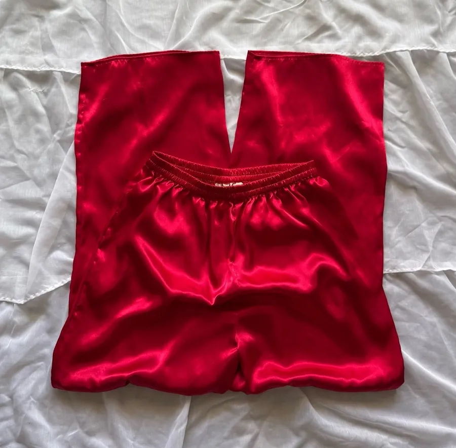 Victoria’s Secret Vintage Gold Label red Satin Pajama Pants