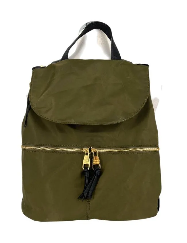 Steve Madden Spencer Olive Green Backpack Gold Zippers Adjustable Straps