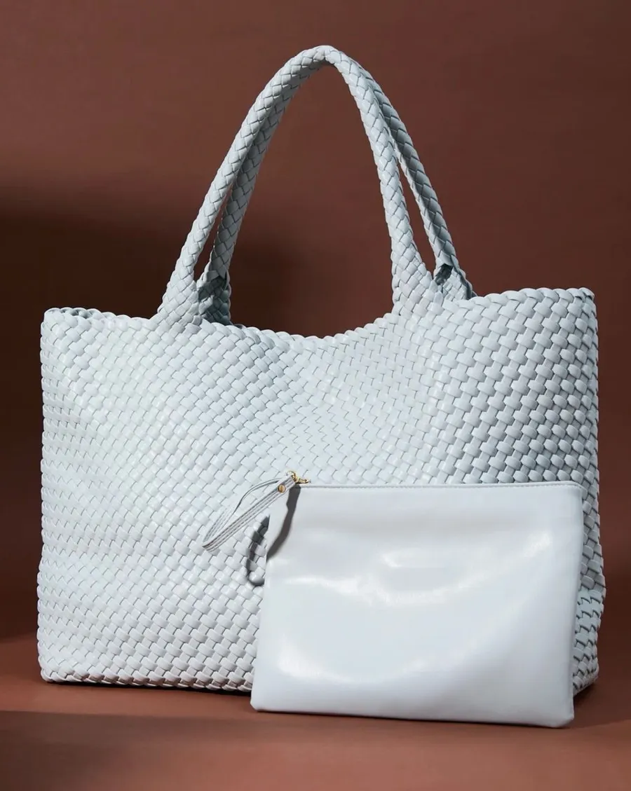 Altar'd State Ice Blue Large Woven Tote Bag