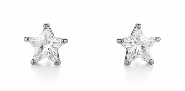 new Loren Olivia ✰ Crystal Star Stud Earrings ✰ Silver Plated ✰ Post Back ✰