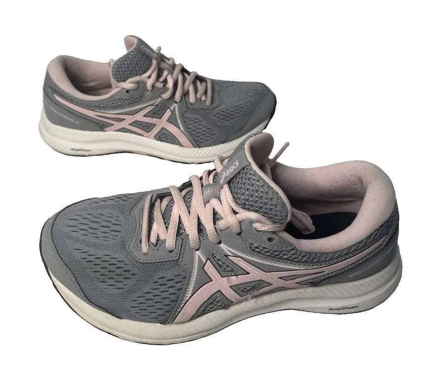 ASICS Gel-Contend 7 Women’s Size 8 Wide Gray Pink Running Shoes 1012A910