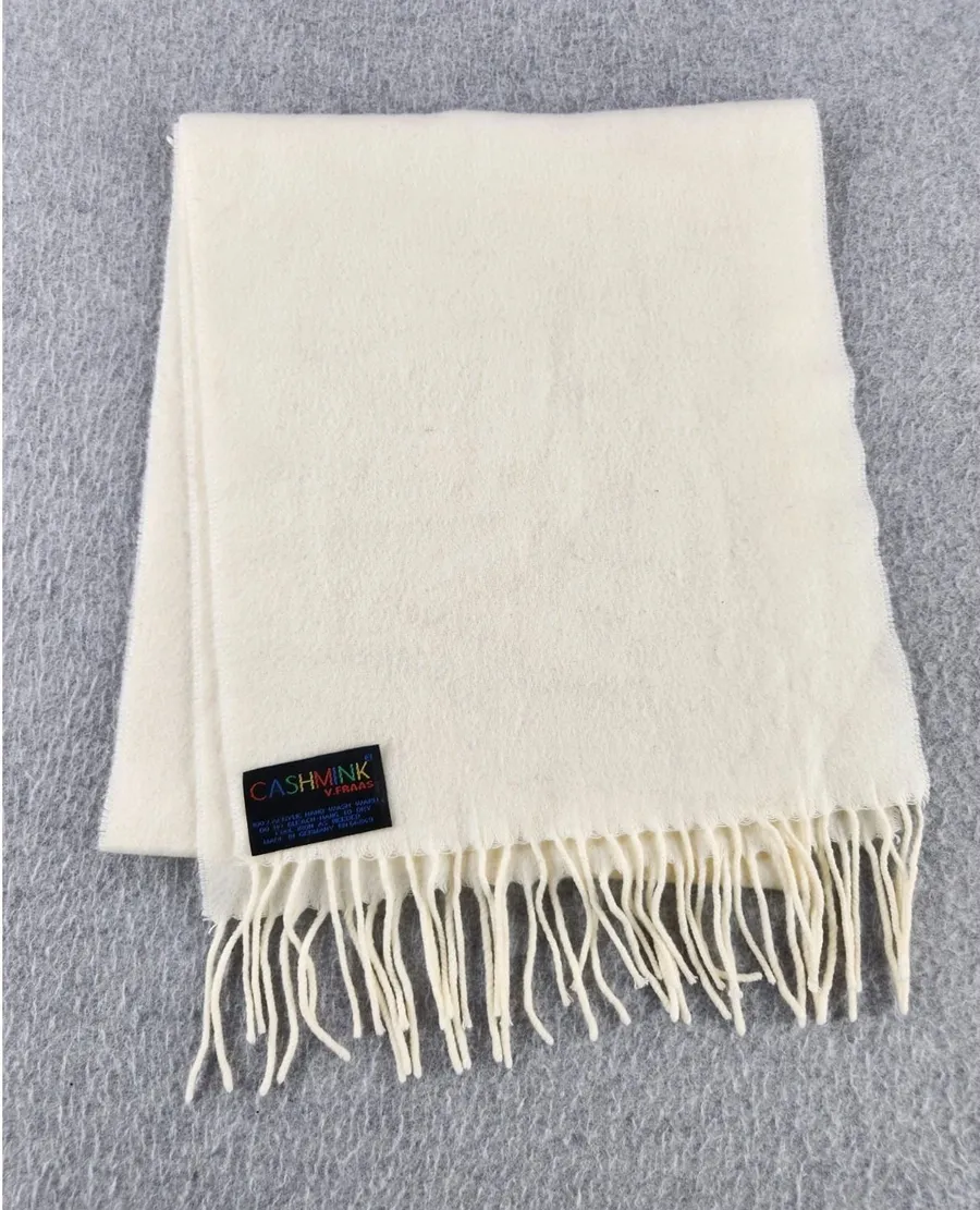 Cashmink V. FRAAS Womens Cream Fringe Scarf Shawl Ivory Winter Fashion SOFT!